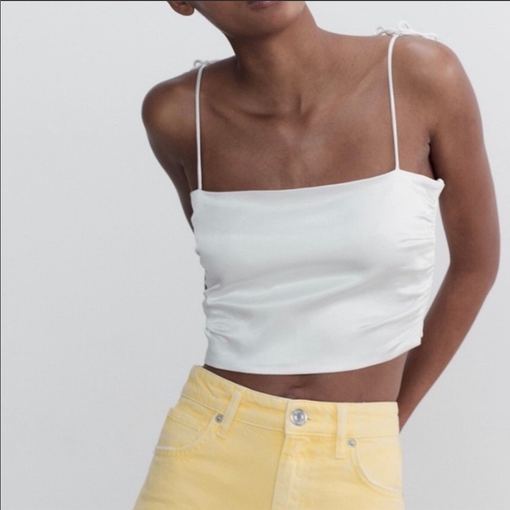 ZARA | Satin tie-strap crop top